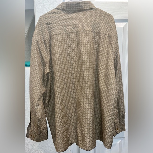 Columbia Omni Shade Mens Long Sleeve Plaid Button Down‎ Tan Size XXL - Picture 2 of 3